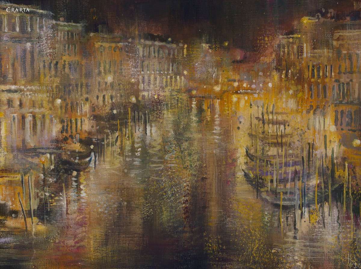 Grand Canal at Night, artist Nadezhda Anfalova
