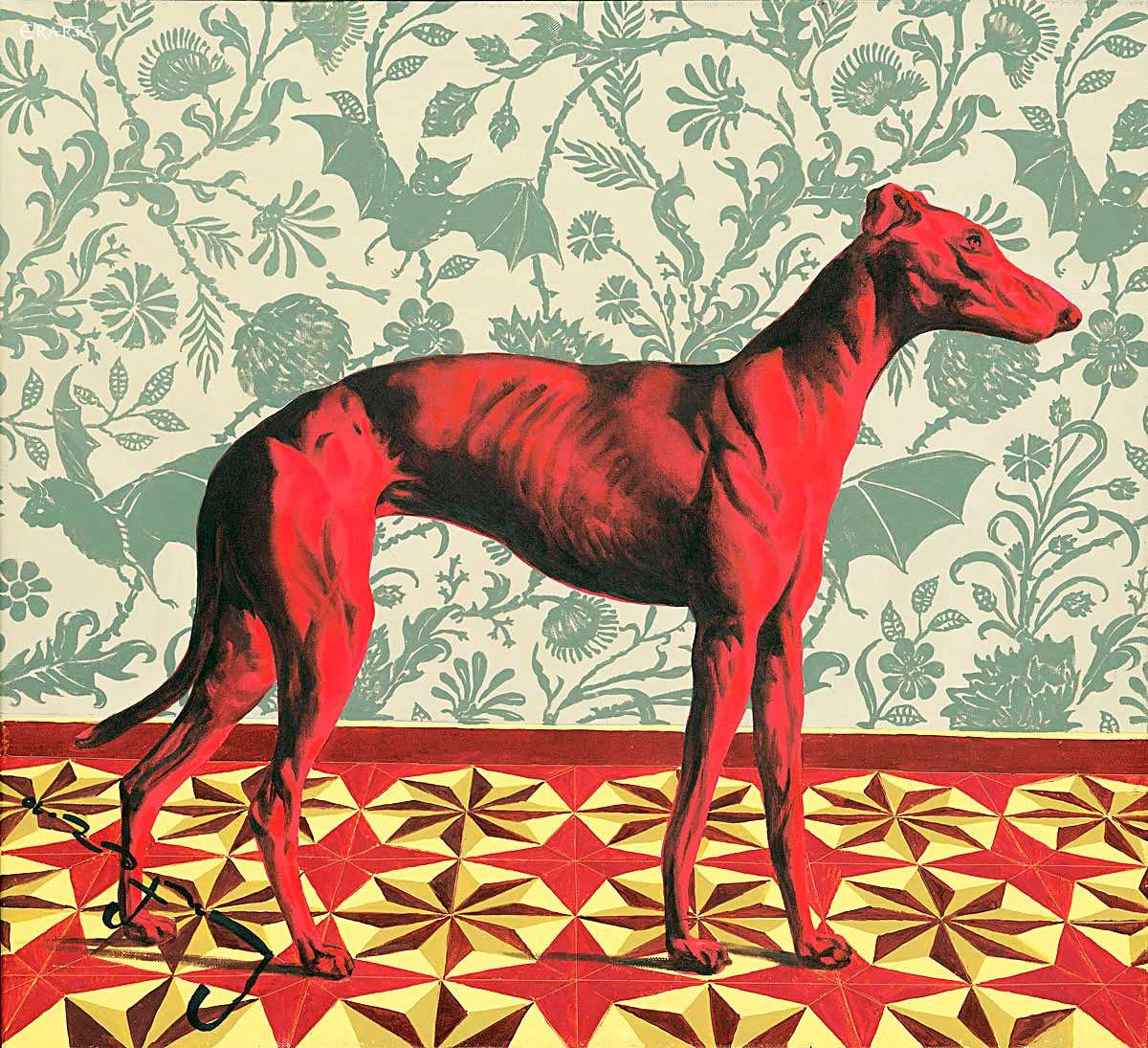 Красная собака, художник Александр Луфер