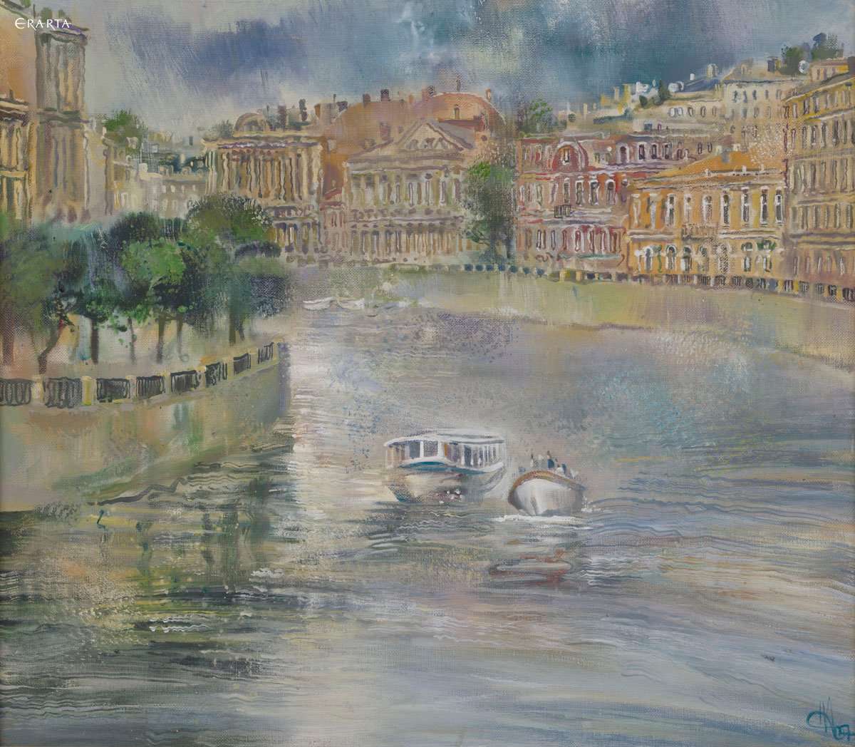 Along Fontanka river,&nbsp;artist&nbsp;Nadezhda&nbsp;Anfalova