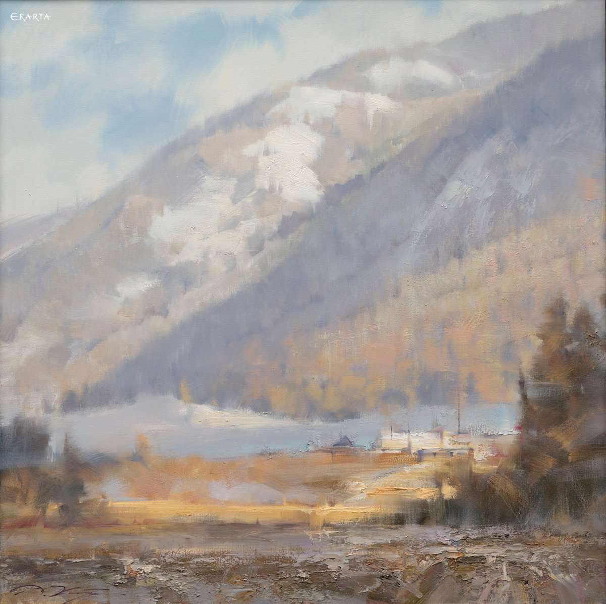Autumn morning in mountains, artist Denis Oktyabr