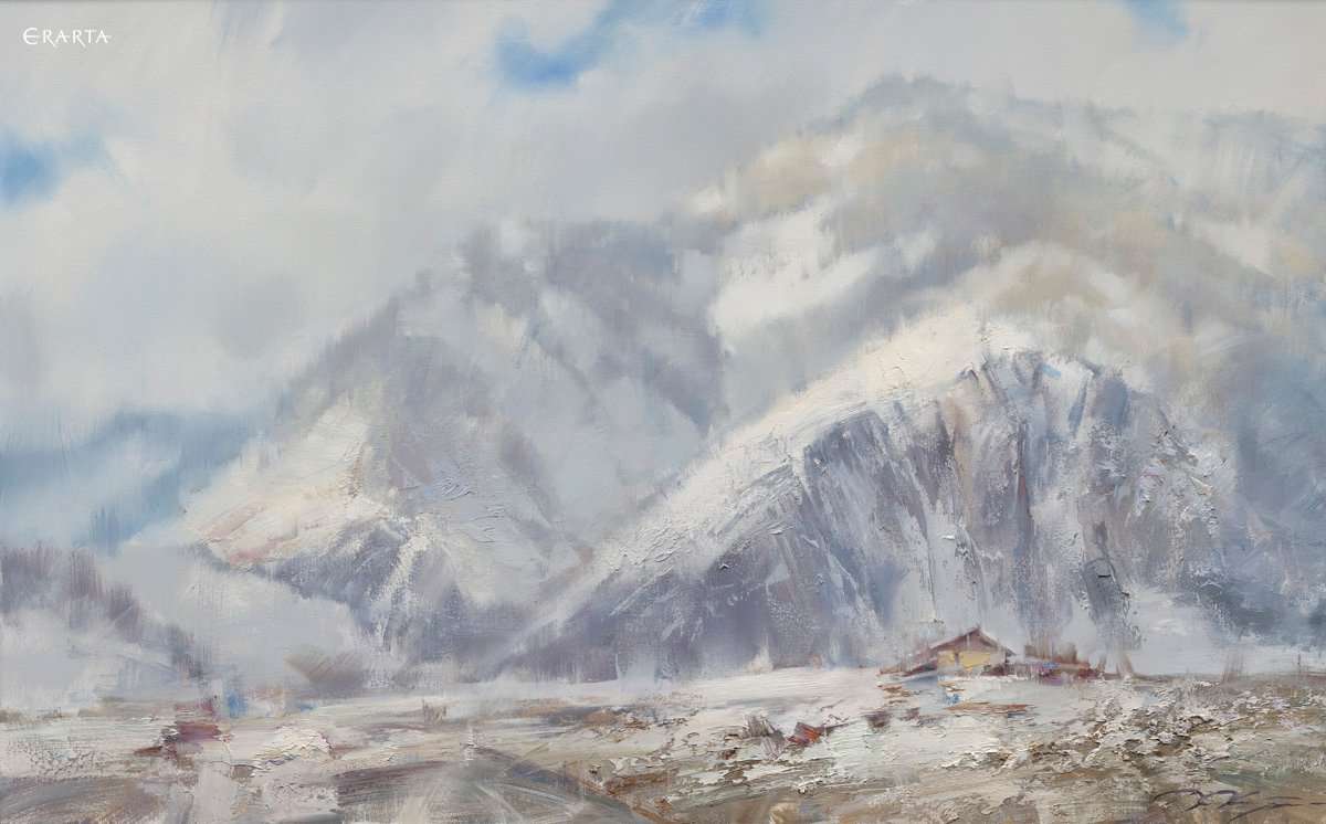 Snow in mountains, artist Denis Oktyabr