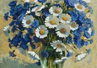 Cornflowers and daisies,&nbsp;artist&nbsp;Maria&nbsp;Pavlova