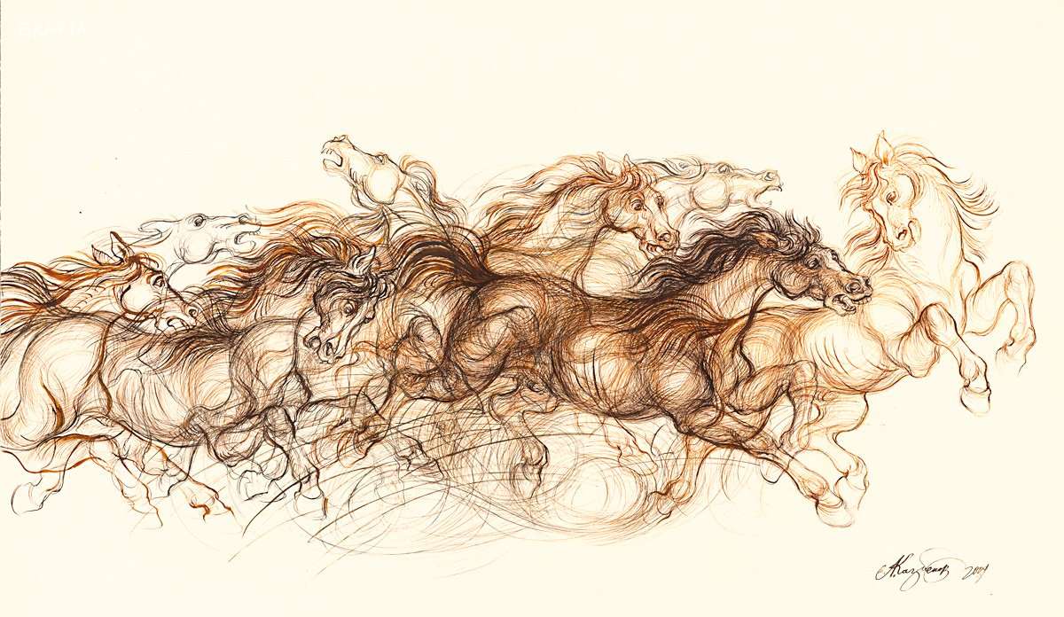 Galloping, artist Latif Kazbekov