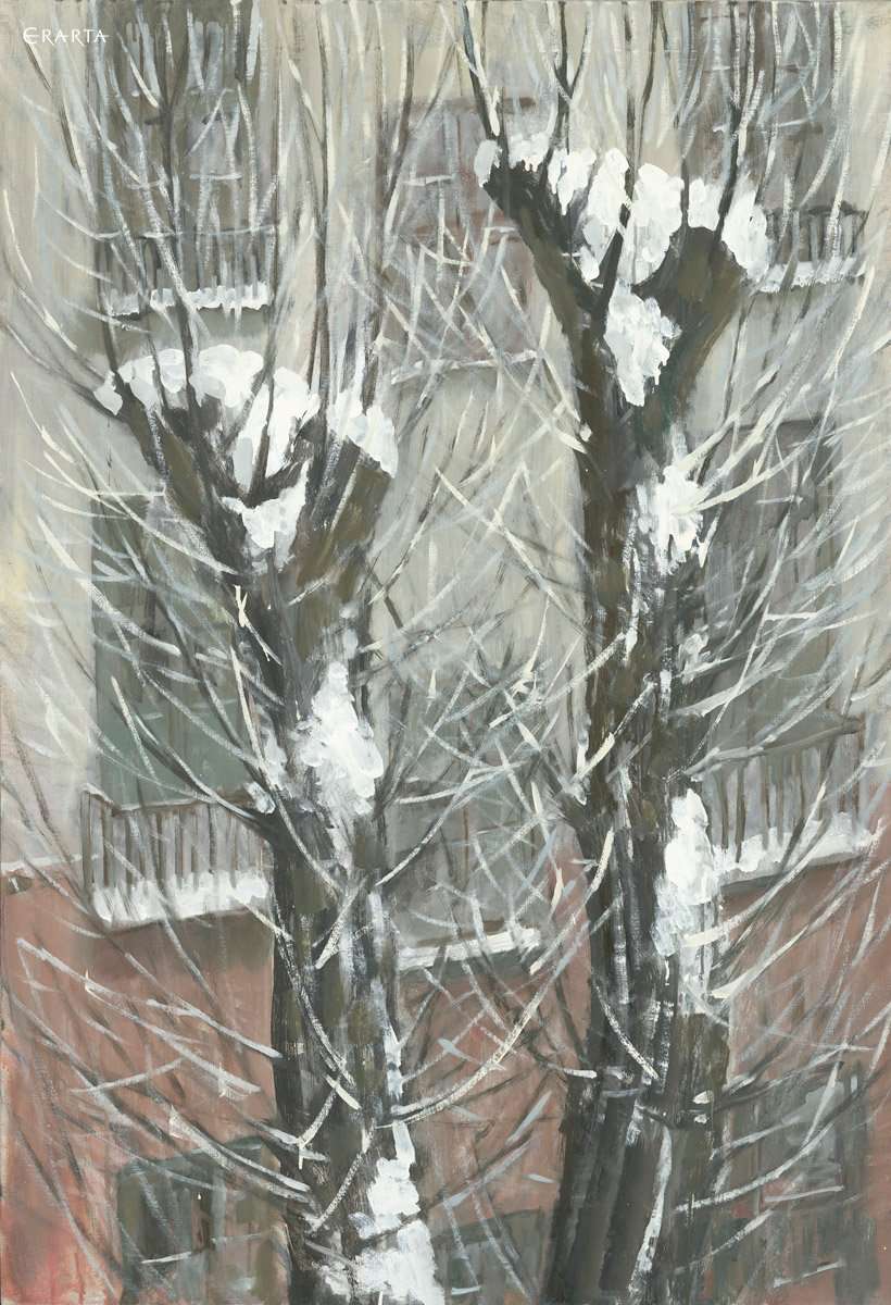 Вид из окна (два дерева), художник Владимир Хахо