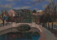 Karpovka River in Spring.Silin Bridge,&nbsp;artist&nbsp;Georgy&nbsp;Mudrenov