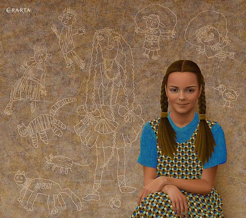 Masha and Social Medium (Portrait of the Artist’s Daughter), artist Alexander Fedorov